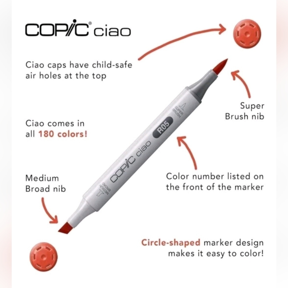 Copic Ciao Alcohol Ink Marker Set 2 TIP BRIGHT Amethyst Peach Frost Process Blue - Picture 5 of 8
